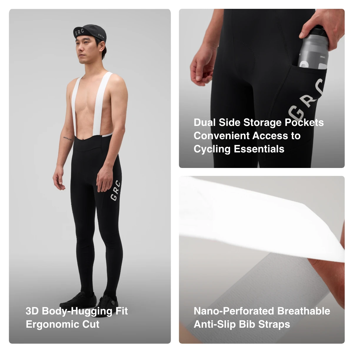 GRC Cycling Apparel Men's Black Label Utility Bib Tights