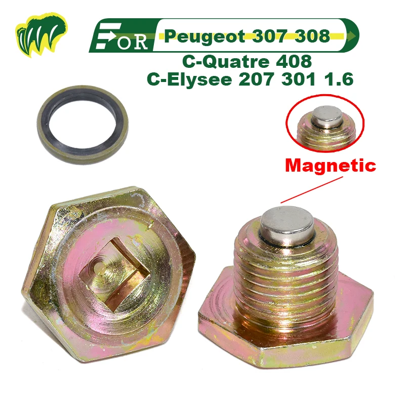 

2 piece For Peugeot 307 308 C-Quatre 408 C-Elysee 207 301 1.6 Oil Magnetic Drain Plug Sump Drain Nut Oil Drain Bolt