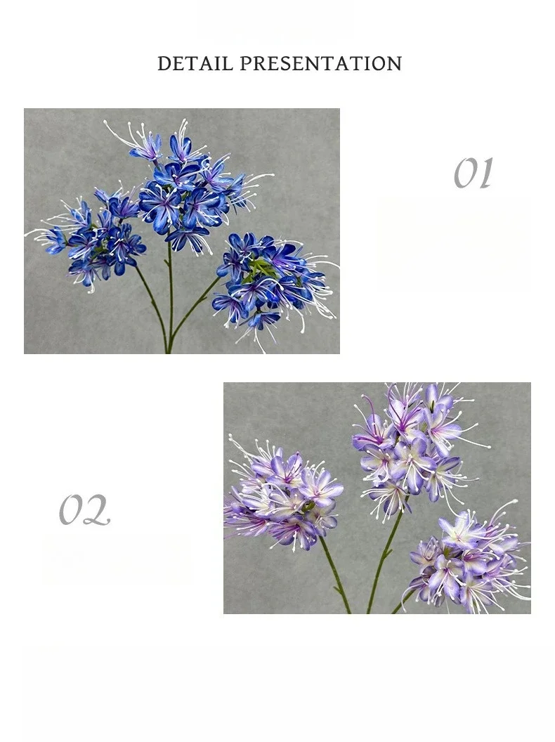 10 Stück Kaffeehaus-Deko Künstliche Blumen 3-Köpfiger Agapanthus-Zweig Tischdekoration Weiße Blumen Simulierter Agapanthus – Detail 2