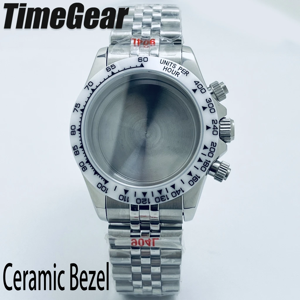 

White Ceramic Bezel 40mm VK63 Case Sapphire Crystal Ceramic Bezel Suitable For VK63 Quartz Movement Men's Watch Accessories