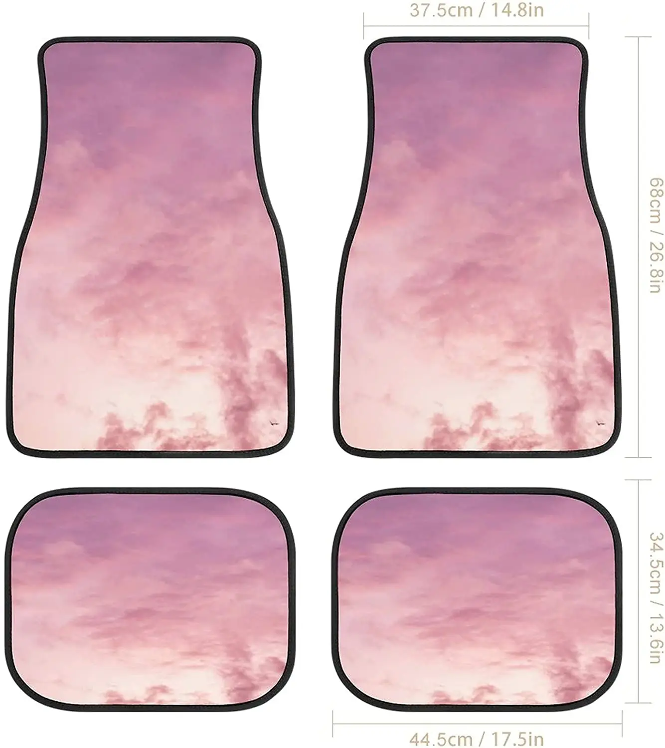 Kawaii Pink Clouds Car Mats Universal Fit Car Floor Mats Fashion Soft Waterproof Car Carpet FrontRear 4 Pieces Full Set Fit for