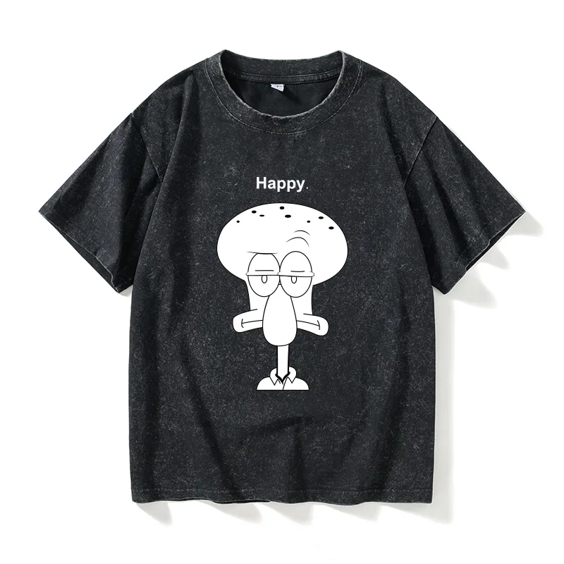 

Футболка свободного кроя Squidward с коротким рукавом и круглым вырезом, летняя повседневная одежда, одежда для пар, 100% хлопок