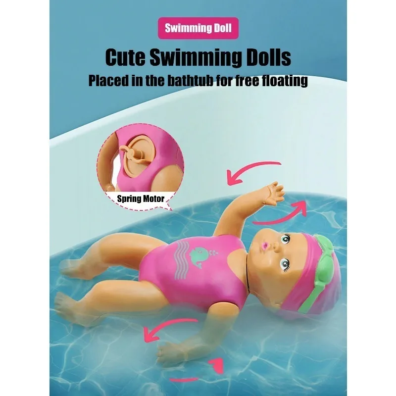 어린이 욕실 욕조 장난감 미니 수영 인형 아기 목욕 장난감 자동 수영 인형 부모-자녀 상호작용 퍼즐