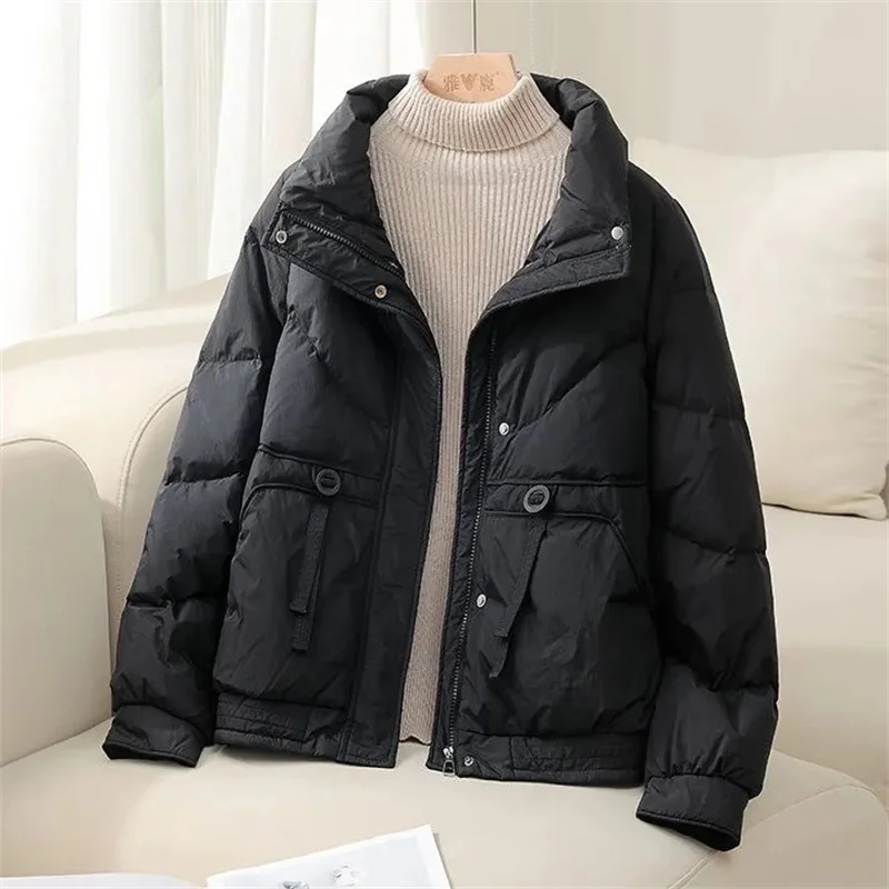 Autumn Winter Lady Thicken Parkas Jacket 2025 Women Leisure Big Fur Collar Puffer Coat Korean Female Loose Down Cotton Outwear