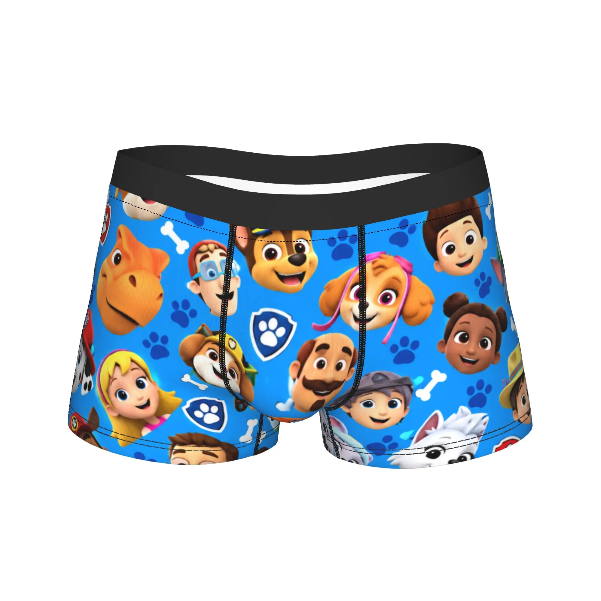 Paw Dogs Puppy Friends Character Head Underwear  Breathable Underpants Printing Boxer Brief For Male Pouch Large Size Trunk