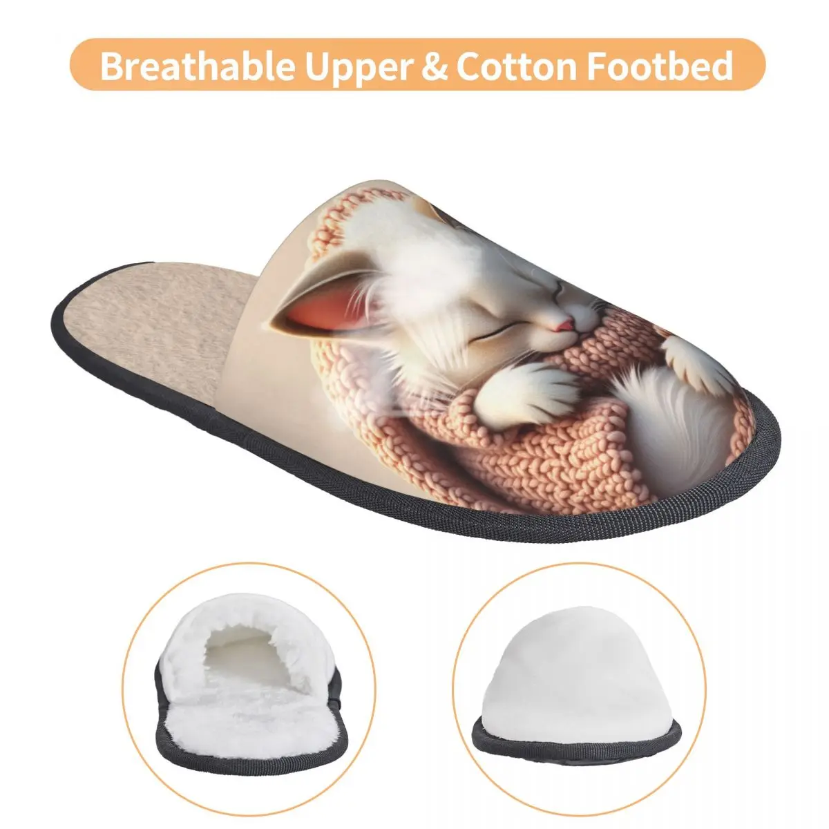 Custom Cute Cat Guest Slippers for Hotel Women House Slipper - view 2