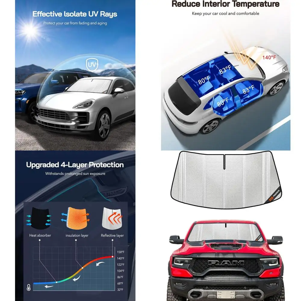 

Full-Coverage Rearview Mirror Sunshade for 2019-2025 Ram 1500 with 10-Inch Wide Sensor Protection