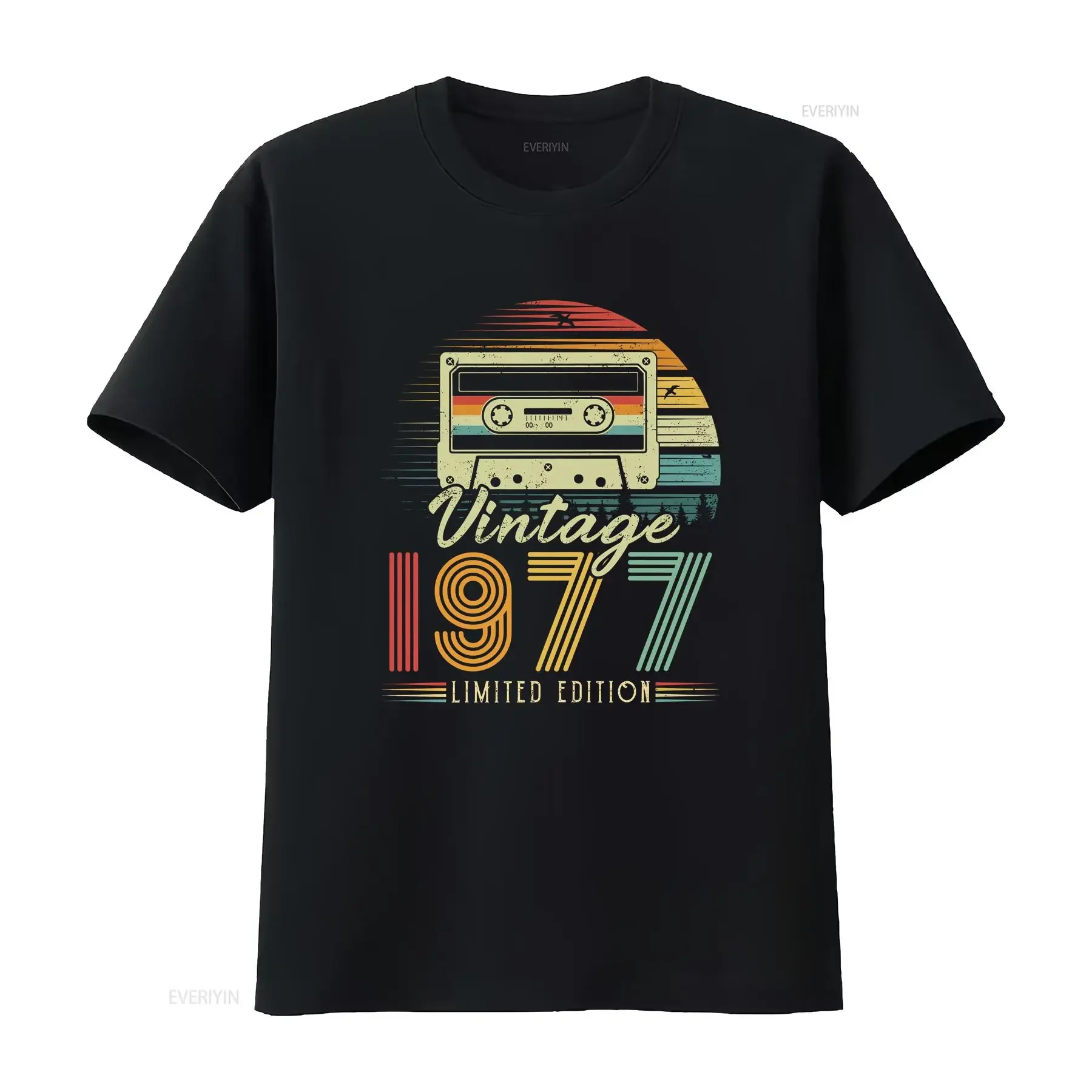 Vintage 1977 T Shirt 48th Birthday For Men Best Friend Bday Seventies Turning 48 Born in vintage Washed Top For Everyday Wear