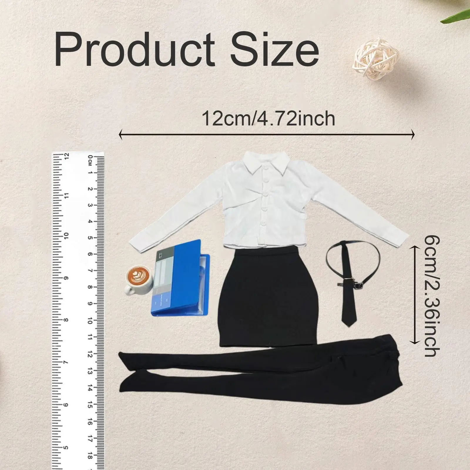 1/6 Schaal Vrouwelijke Kleding Formeel Miniatuur Kostuum voor 12 inch Action Figure Pop Kleding Wit Overhemd Stropdas Panty Koffie Rok
