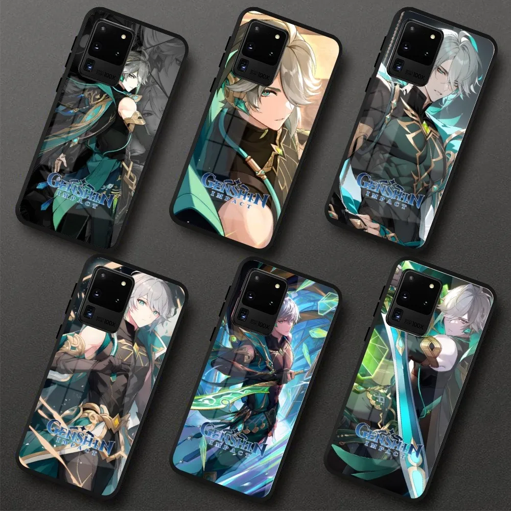 Genshin Impact Alhaitham Cell Phone Case for Samung S24 S23 S22 S21 Pro Ultra A13 A33 A53 NOTE 20 PC Glass Phone Cover Shell