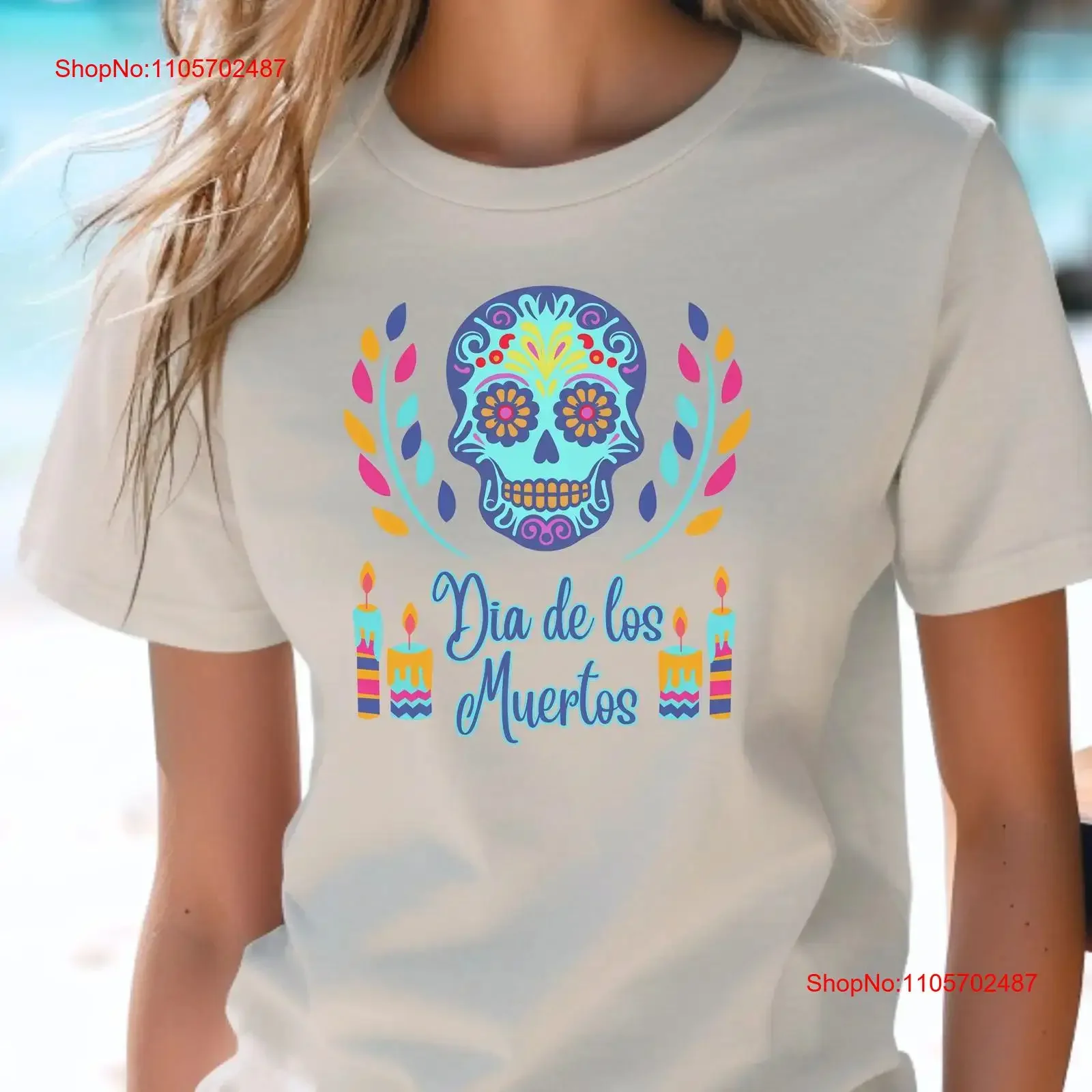 Dia de Los Muertos T Shirt Day of the Dead Skull and Candles Bella Canvas vintage Washed Soft streetwear Comfortable Stretched