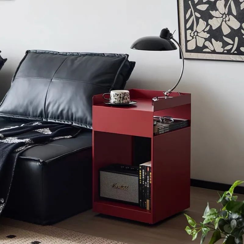 Recessed Bedroom and Living Room Bedside Table Storage Cabinet Multi-Functional Bedside Cabinet Storage Unit with Wheels