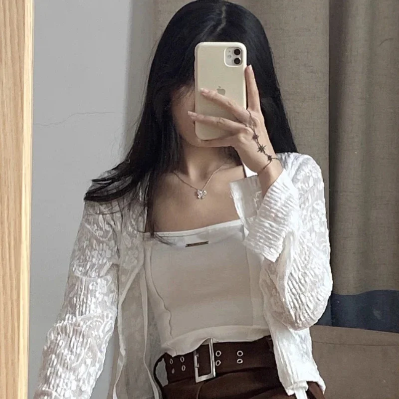 Sun Proof Jackets Women Lace Elegant Summer All-match Harajuku Loose Korean Style Breathable Students Vacation Daily Vintage New