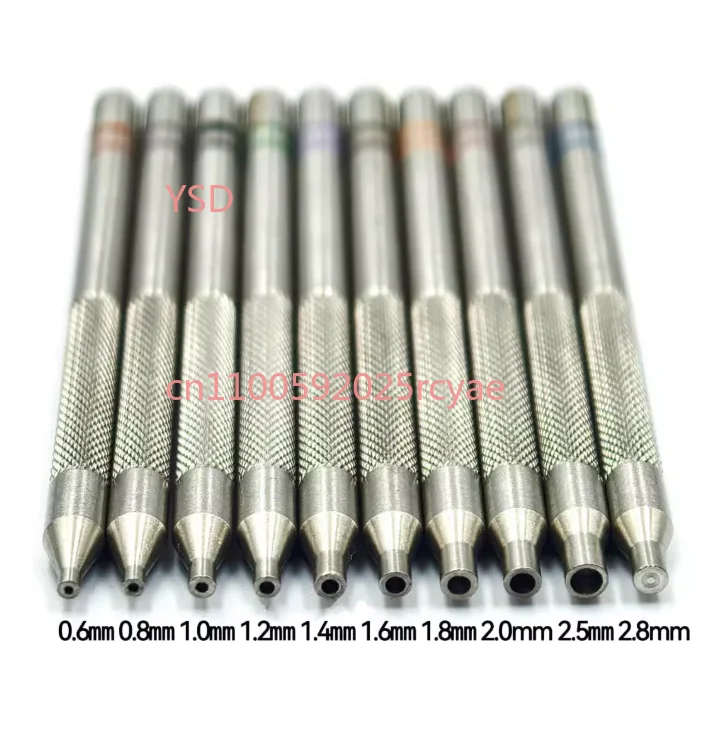 

Stainless steel watch repair tools, a set of 10 pieces, for needle punch installation and watch hand maintenance.