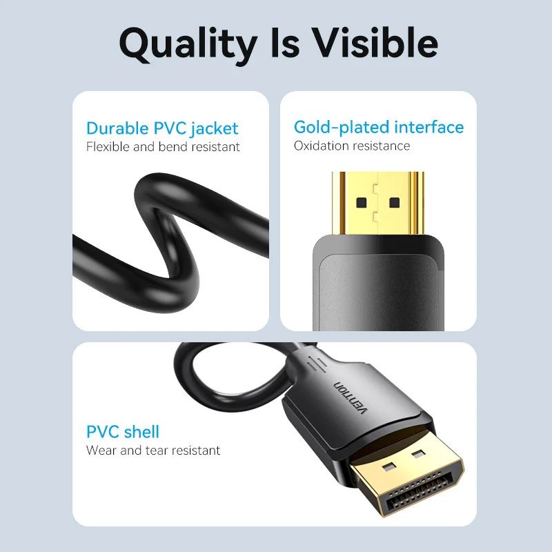 Vention DisplayPort إلى كابل HDMI 4K60 هرتز/4K30 هرتز DP إلى HDMI محول للكمبيوتر المحمول شاشة العرض HD TV DP إلى HDMI محول
