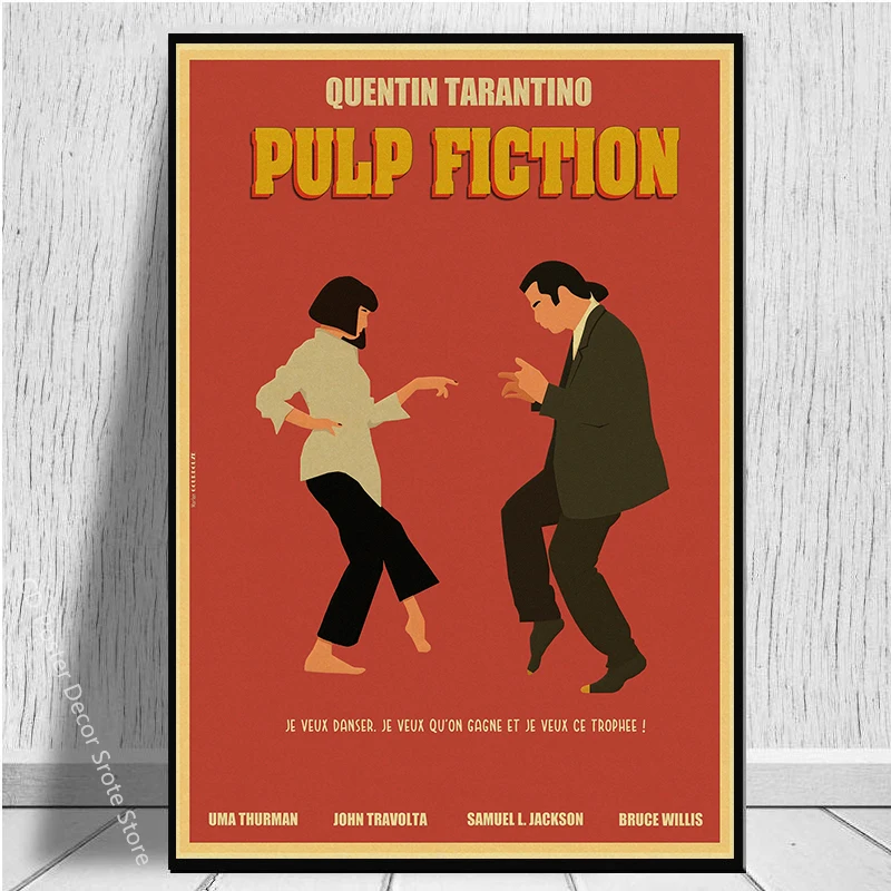 Pósteres de Pulp Fiction de película clásica Retro, impresiones de película Tarantino, decoración Vintage para el hogar y la sala de estar, cuadro