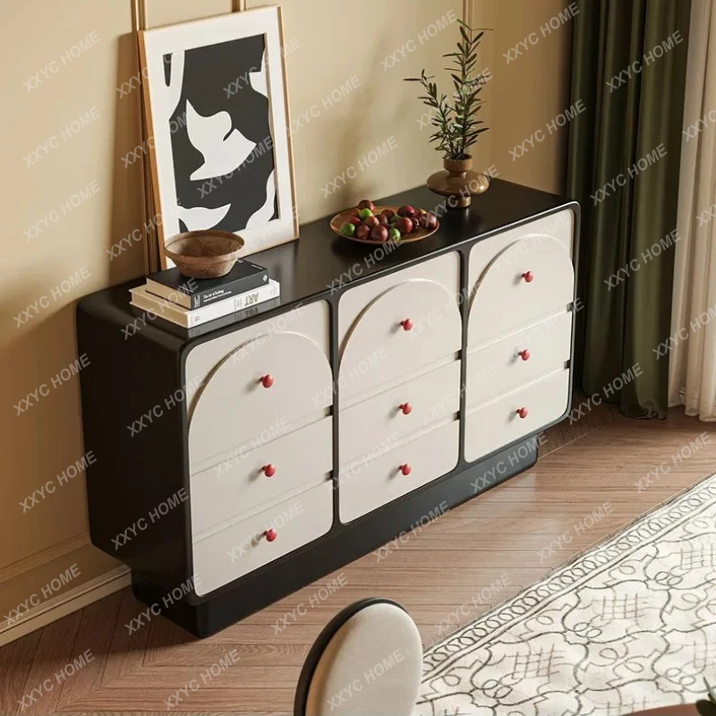 X-S Modern Simple Black and White Entrance Cabinet Silent Style Living Room Large Capacity Nine-Drawer Locker HG
