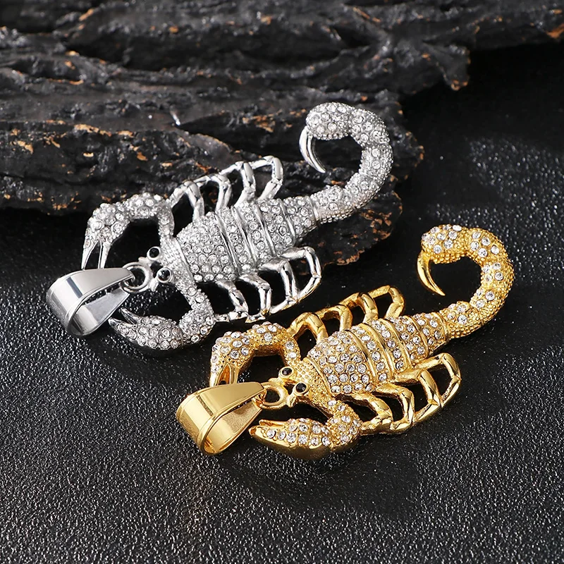 

Full Zirconia Big Scorpion Pendant Necklace For Men Women Hip Hop Stainless Steel Trendy Jewelry Golden Animal Accessories Gift