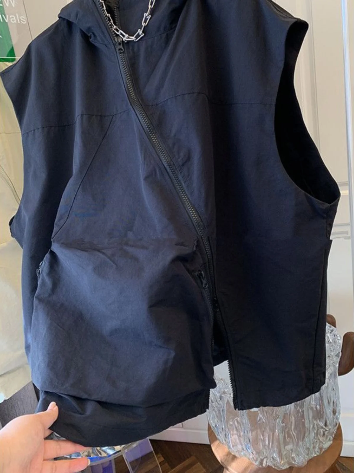 

Свободный повседневный жилет с капюшоном, большой размер, 300 пу, на молнии, мужской и женский, рабочая одежда, полиэстер 100%