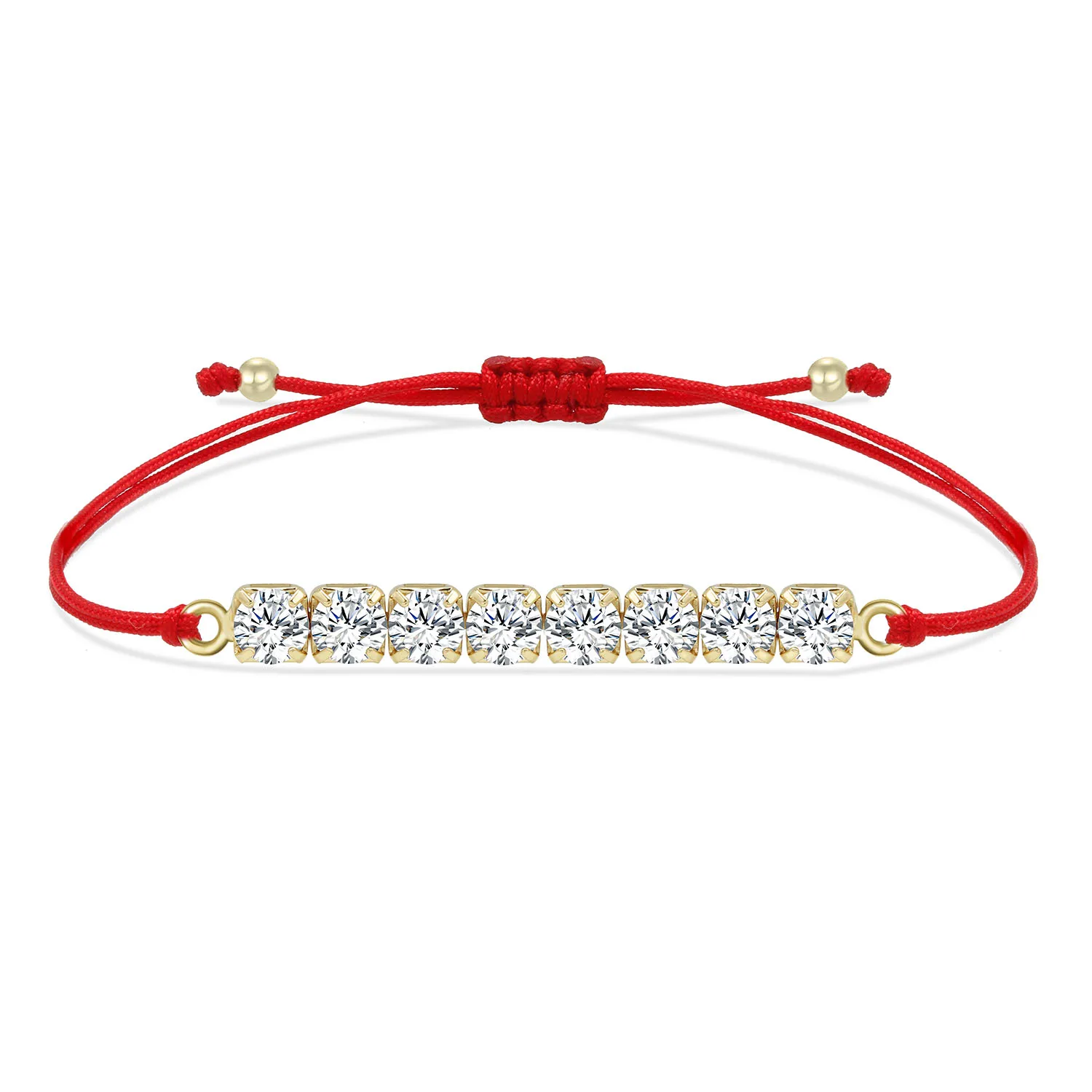 AAA Cubic Zirconia Stones Tennis CZ Crystal Red String handcrafted Adjustable Bracelet Women Girl Shiny Sparkling Bling Jewelry