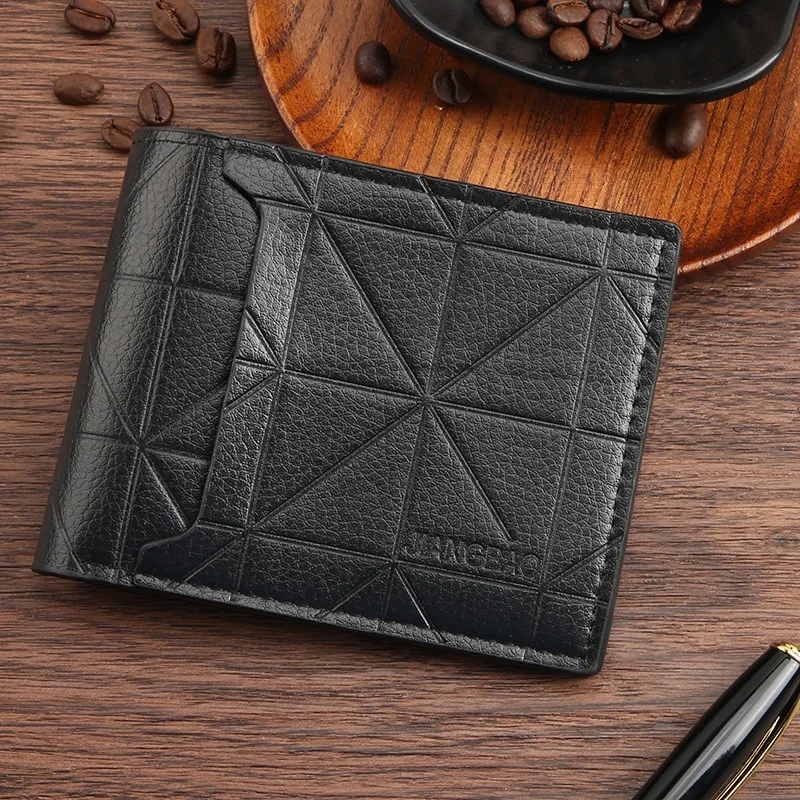 Men Short Wallet Business Simple Fashion High End Soft Leather Clip Youth Ultra Thin Wallet Card Bag Coin Purse