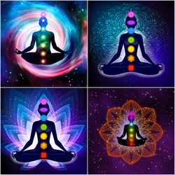 5D Diamond Painting Indian Buddha Meditation 7 Chakra Yoga Mosaic Full Embroidery Rhinestones Cross Stitch Kits Mandala fantasy