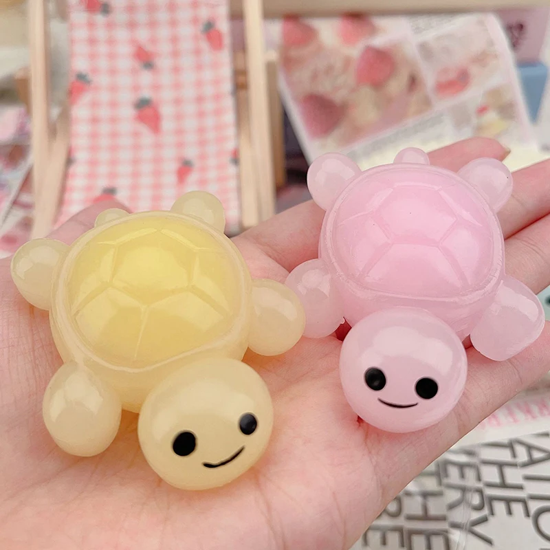 Noctilucent Turtle Squishy Fidget Toy Silicone Slow Rebound Pinch Decompression Toy Cute Elastic Stress Release Vent Toy