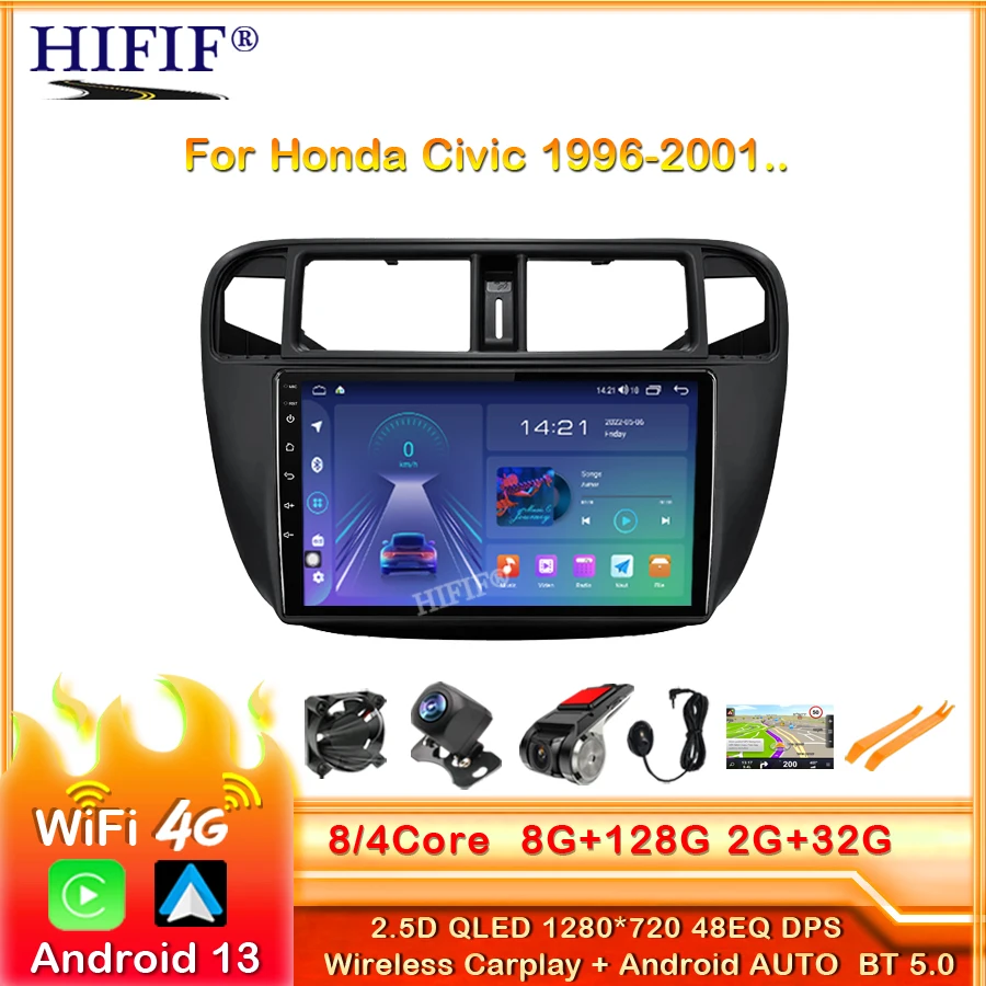 

2 din Android 13 Stereo Car Radio Multimedia Vedio Player For Honda Civic 1996-2001 Autoradio GPS CarPlay Stereo