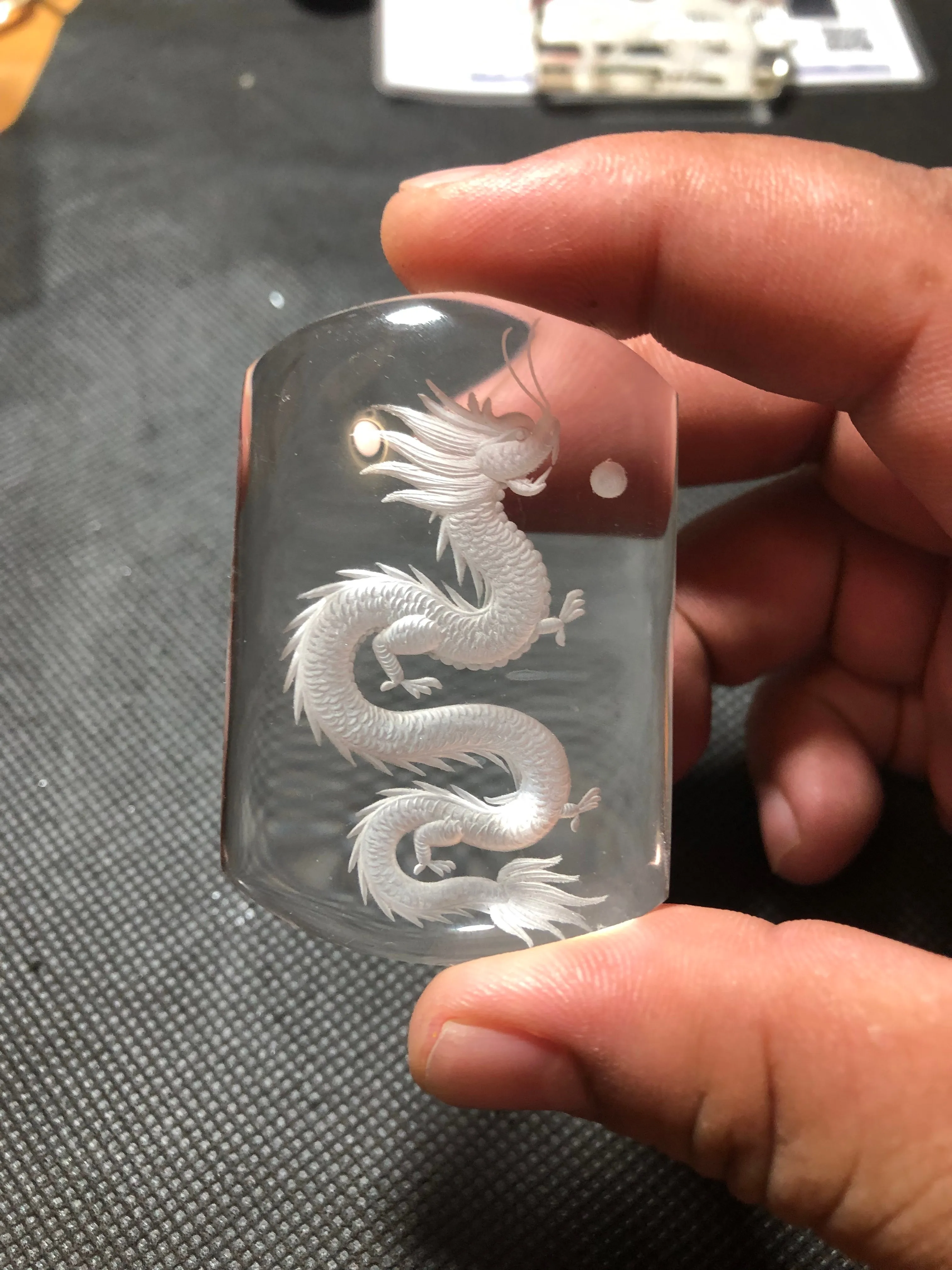 Natural Large Block Of East China Sea White Crystal Full Translucent Dragon Shape Carved In The Majestic Men's And Women's Penda