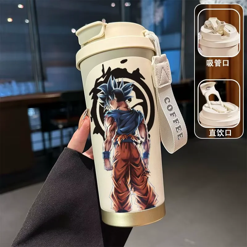 

Anime Dragon Ball Water Cup Son Goku Straw Thermos Cup Vegeta Cartoon Stainless Coffee Cups Portable Tourism Motion Bottle Gift