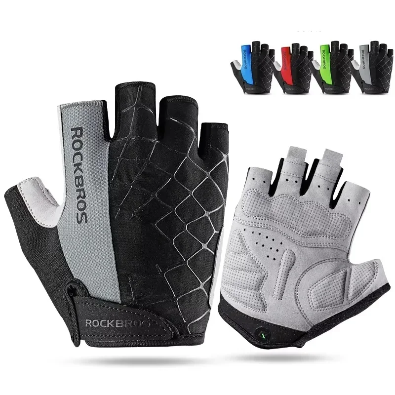 AliExpress ROCKBROS New Road Bike MTB Gloves Microfiber Wear Resistant Gym Training Fingerless Glove Half Finger Bicycle Cycling Equipment