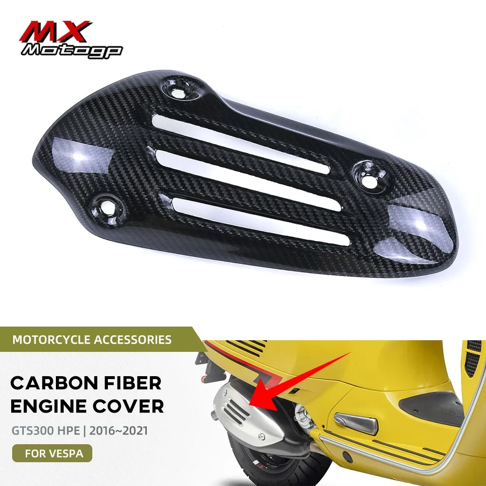 

Motor Carbon Fiber Exhaust Pipe Cover Heat Shield Case Protection Muffler Guard Fairing For Vespa GTS300 HPE CTS 300 Vespagts
