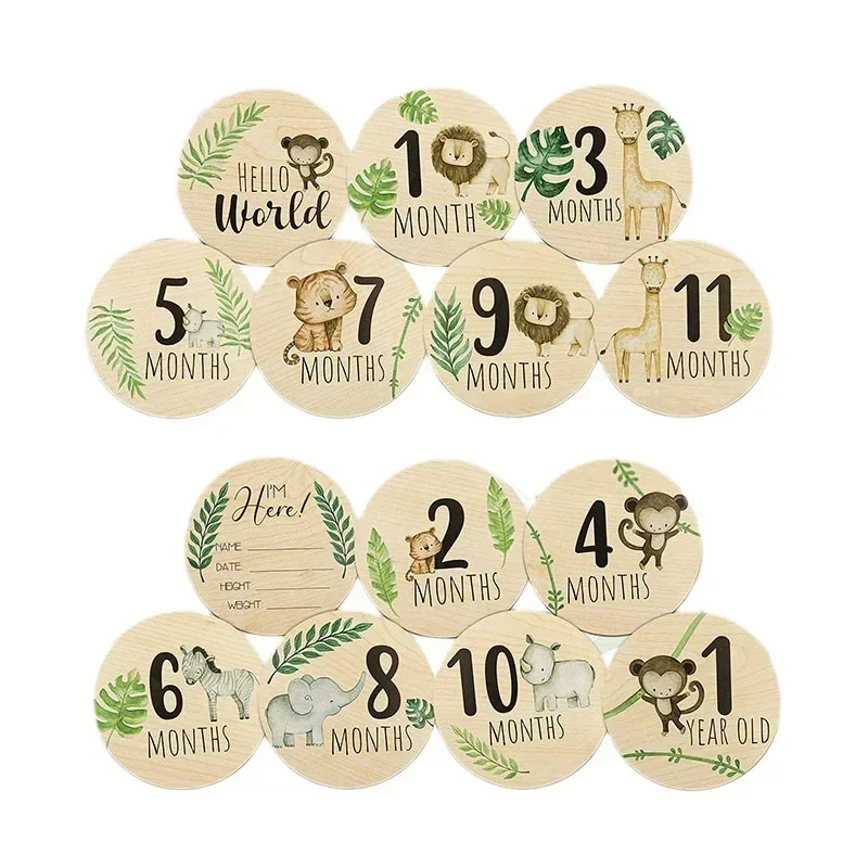 

7PCS Cute Baby Wooden Monthly Milestone Cards With Announcement Sign Pregnancy Newborn Shower Gifts For Boys Girls Photography