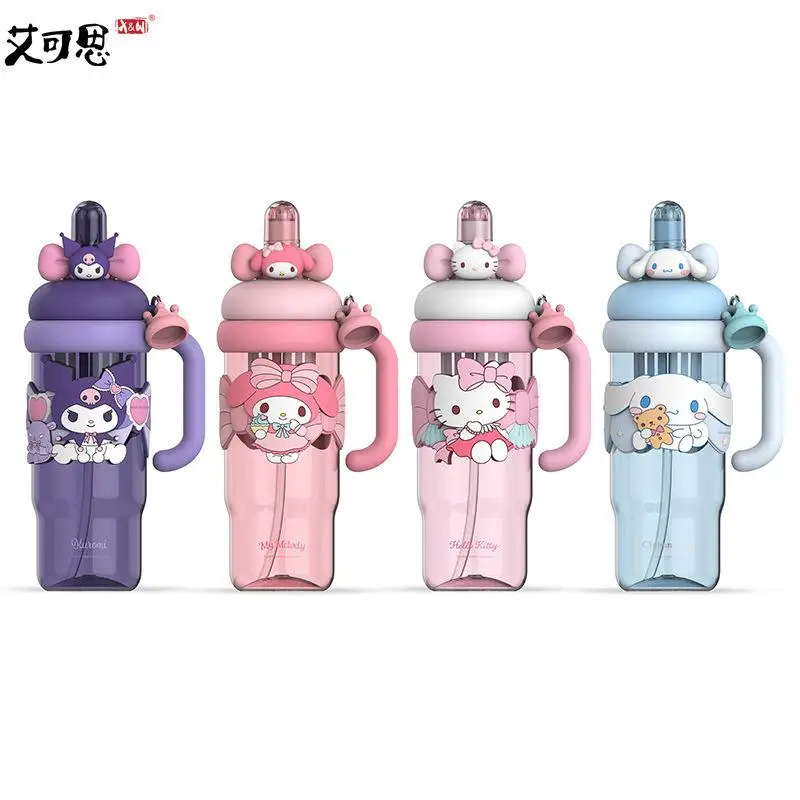 

Пластиковая чашка Sanrio Ice King Hellokitty Kawaii K2Y, герметичная и герметичная чашка с соломинкой для питья в автомобиле большой емкости, новинка