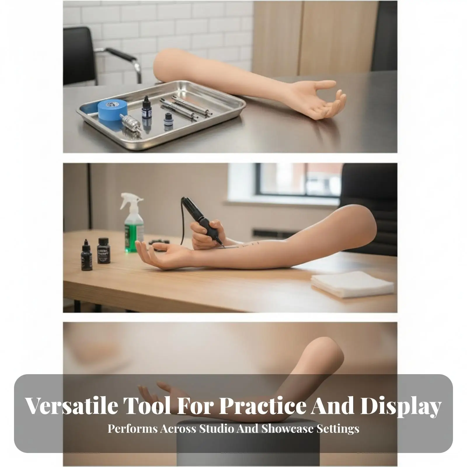 Realistic Silicone Arm with Hand | Movable Internal Skeleton, Practice Arm with Hand, for client display