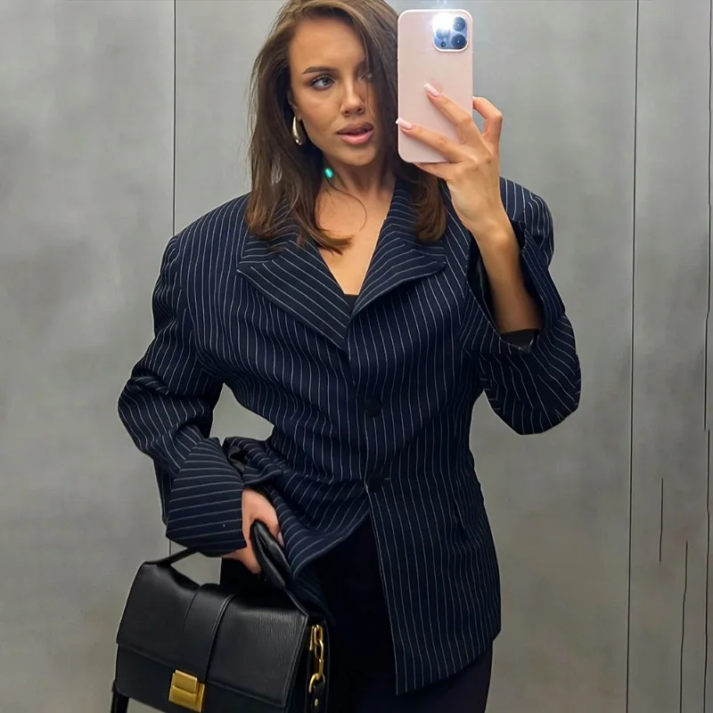 

Tuularose модный полосатый пиджак, роскошный уличный тонкий лоскутный пиджак с лацканами и длинными рукавами, женские вечерние офисные новые пальто