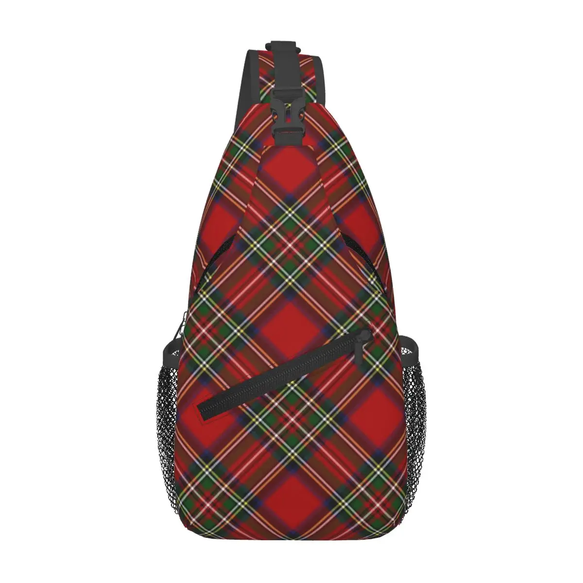 

Royal Stewart Tartan Cross Plaid Sling Backpack Sling Bag Hiking Travel Chest Bag Daypack Men Crossbody Backpack Shoulder Bag