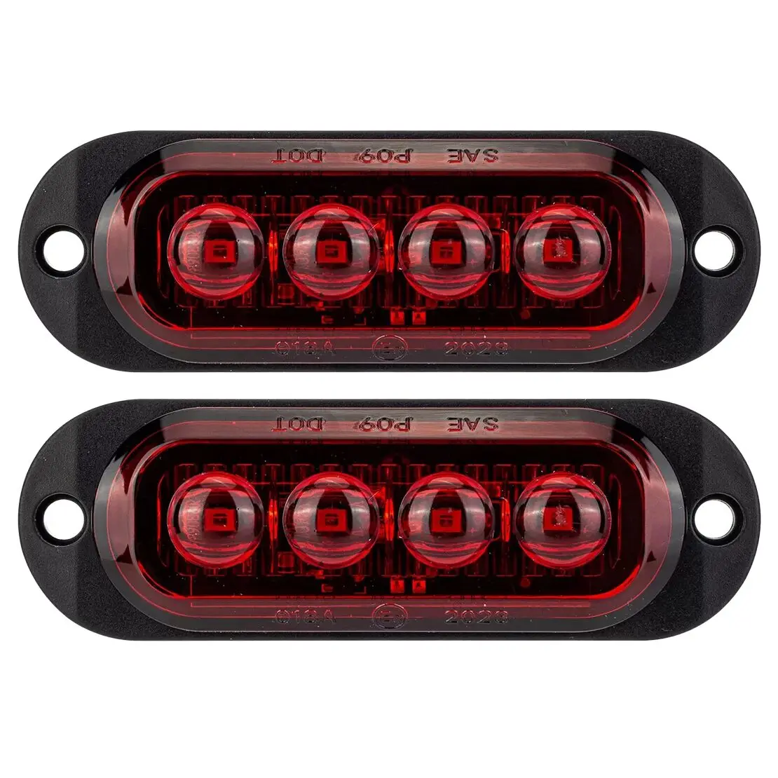 2pcs Red LED Side Marker Clearance Light Indicator 12V-24V Fit For Trailer Truck Caravans Boat