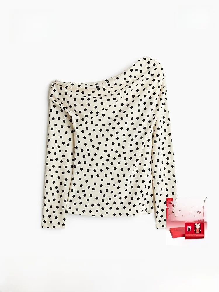 

Spring New Arrival Women's Dr H&M2026 Hanging Ne Gored Skirt Long Sve Polka Dot Polyester Spandex Slim Fit Universal ...