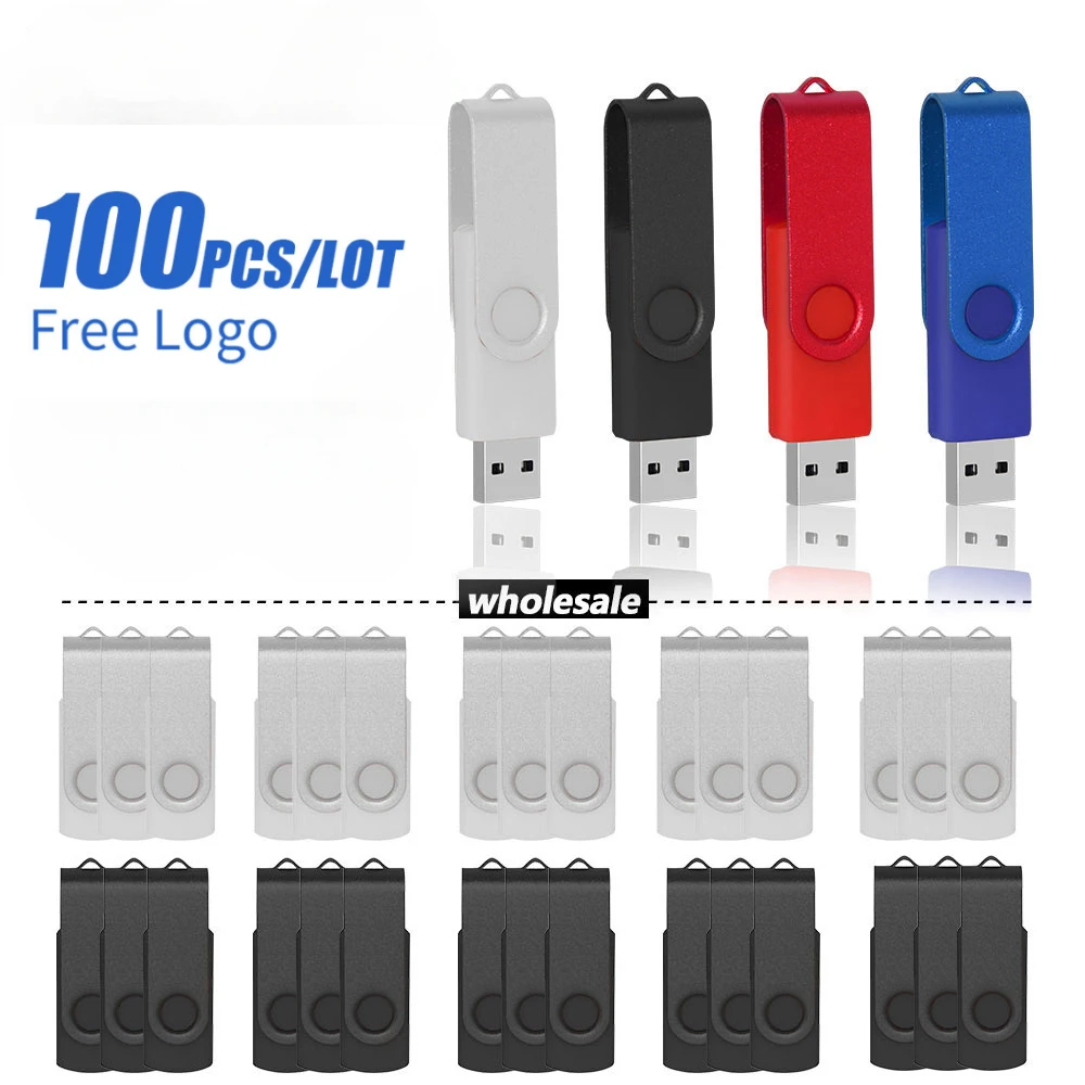 

100PCS USB 2.0 Pendrive 64GB 32GB 16GB 8GB Usb Flash Drive 4GB 2GB 1GB Free laser logo Pen drive Flash Disk Stick Best Gifts