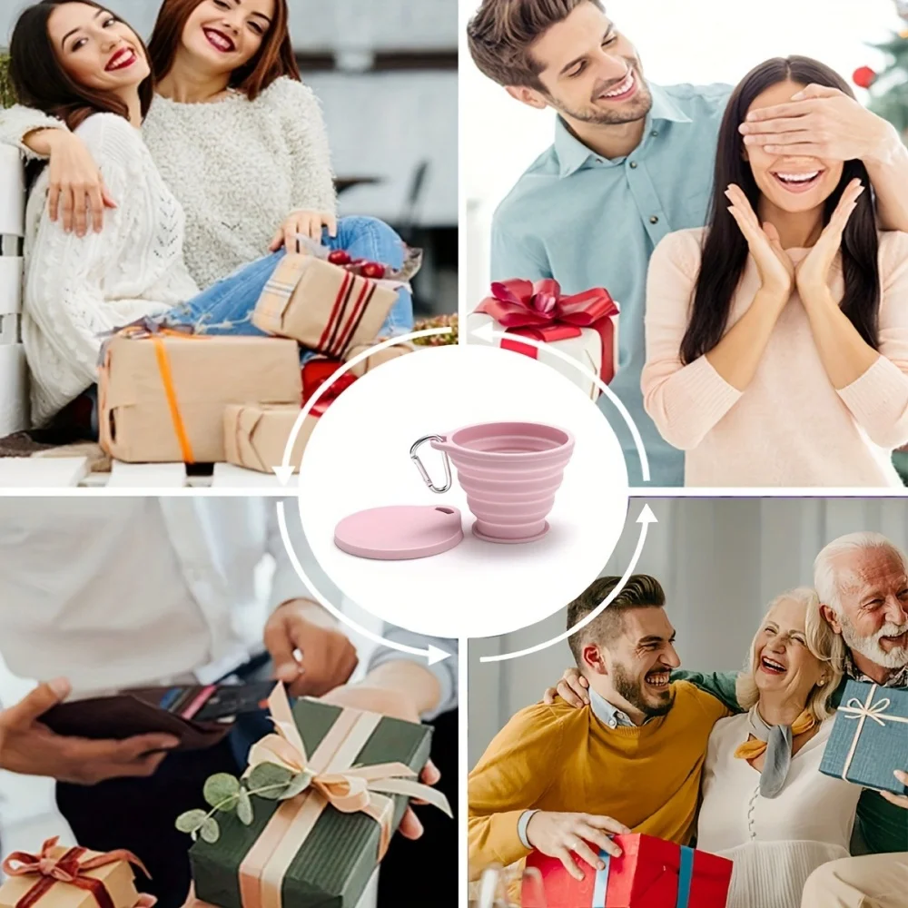 Portable Silicone Folding Cup with Hanging Hole Collapsible Outdoor Water Cup for Camping Hiking Travel