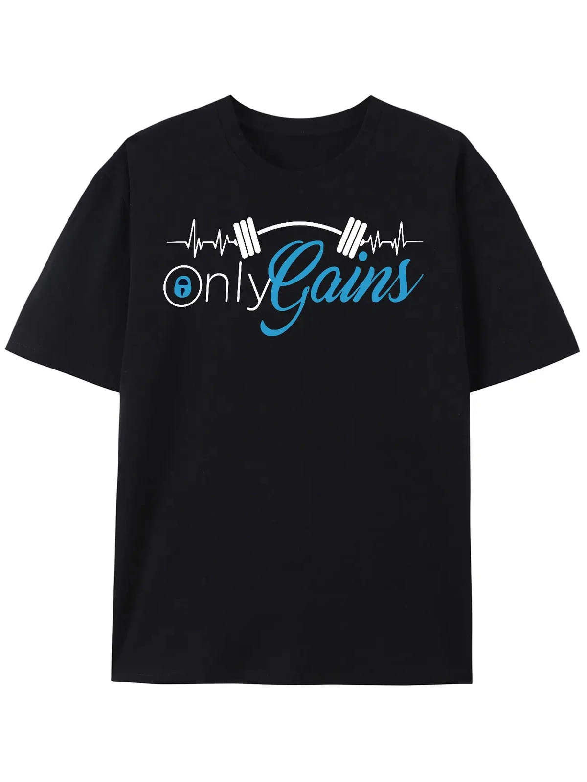 

Black Cotton 'Only Gains' Men's T-Shirt - Breathable 100% Cotton, Casual & Styl