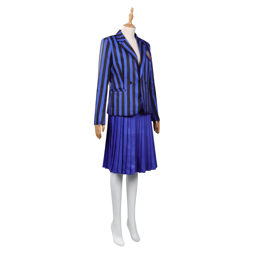 Costume de Cosplay de mercredi Addams Eaccent Sinhout, Uniforme Sв, Manteau, Jupe, Carnaval d'Halloween, Trempé, pour Femme et Fille