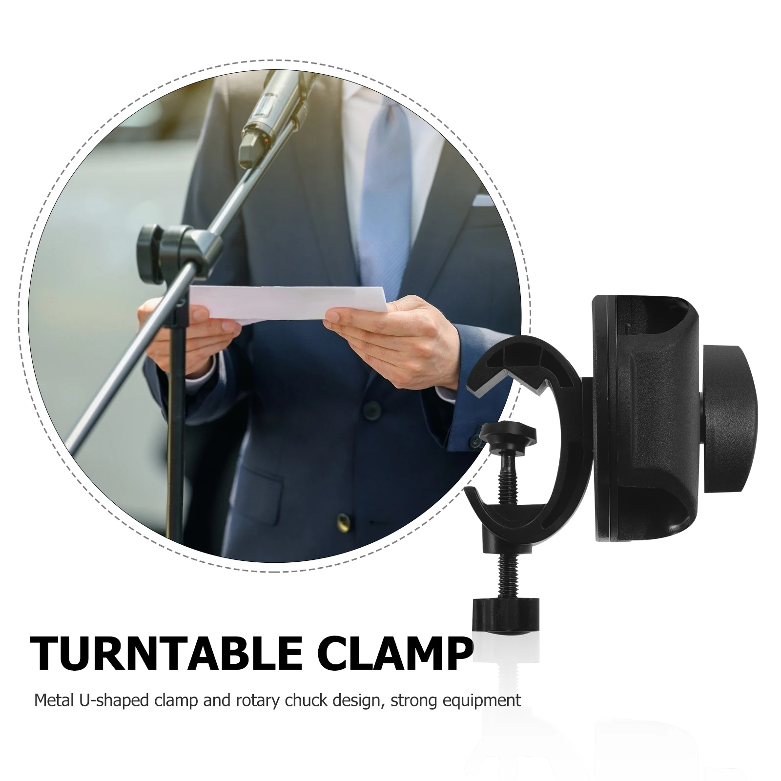 

Microphone Holder Clip Stand Fall to The Ground Adjustable Black Pole Clamp Accessories Mount