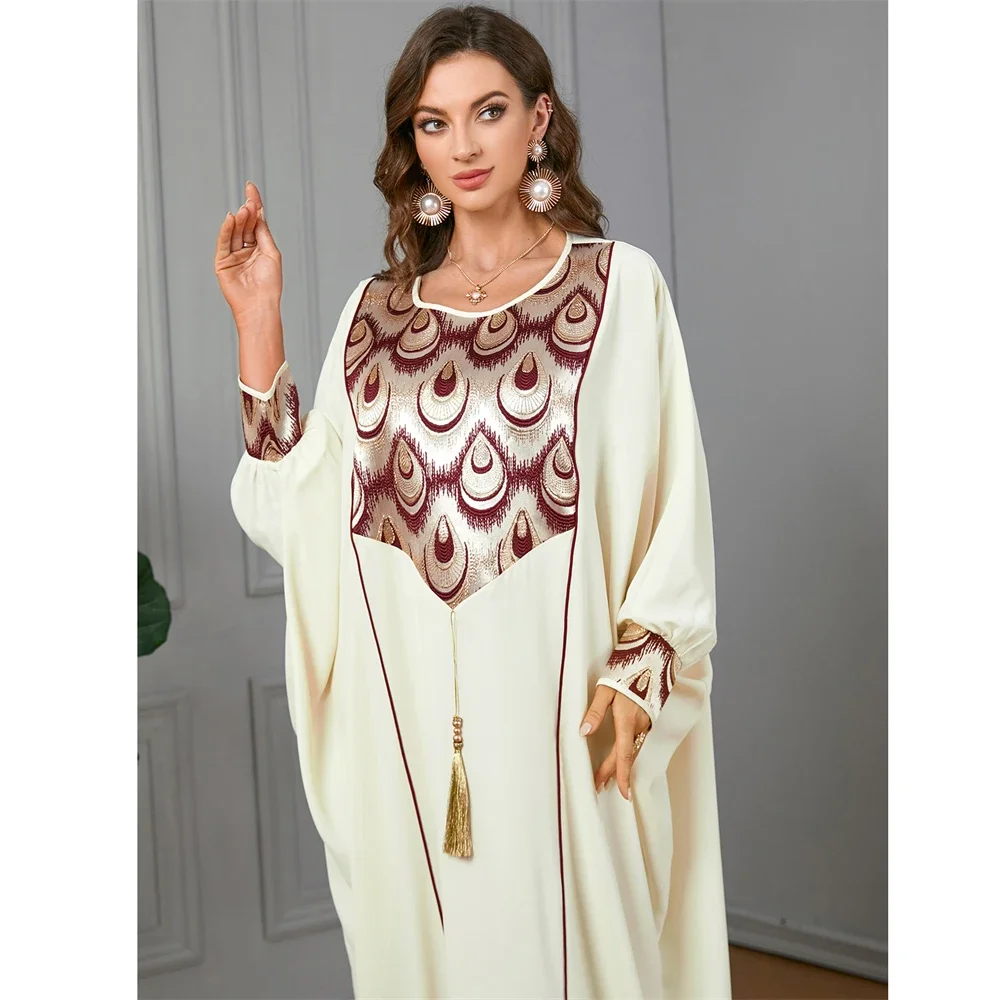 Afrikaanse Moslim Jurk Voor Vrouwen Kwastje Abaya Vleermuis Mouw Abaya Losse Oversized Caftan Islam Vestidos Marokkaanse Kaftan Elbise 2024