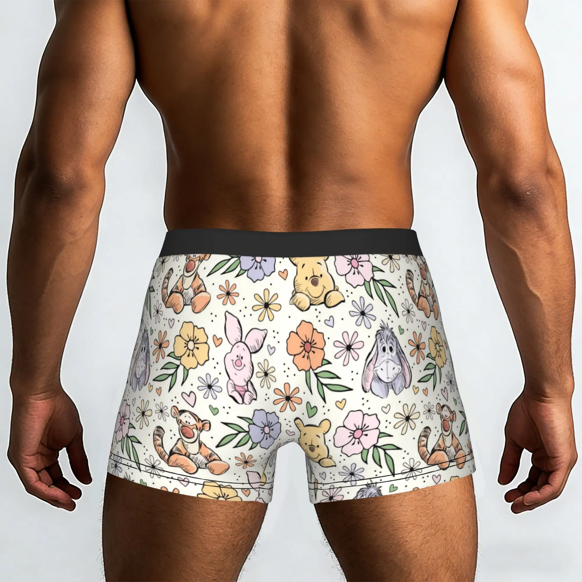 Custom Novelty W-Winnie Anime The Pooh Boxers Shorts Panties Men's Underpants Stretch  Briefs Underwear