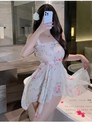 Sexy Chiffon Transparent Mesh Lace Nightgown For Women Summer Hot Short Sexy Dress Elegant Sweet Hot Sexy Women Tops 6UAA