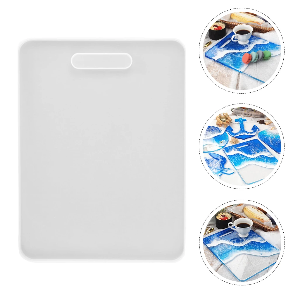 

1pc Silicone Tray Mold Rectangle Diy Storage Serving Platter Mold Durable Creative Hanging Hole Craft Making Tool For Jewelry