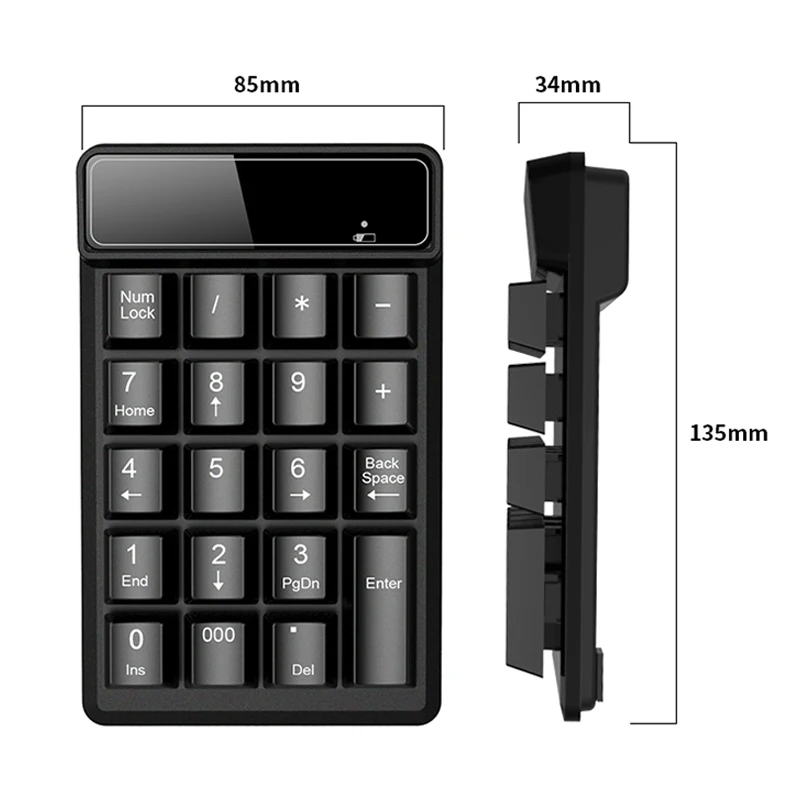 2.4G لوحة المفاتيح الرقمية اللاسلكية يشعر الميكانيكية 19 مفاتيح Numpad مفاتيح عدد لوحة المفاتيح الرقمية السلكية لأمهام المحاسبة الكمبيوتر لوحة المفاتيح #4