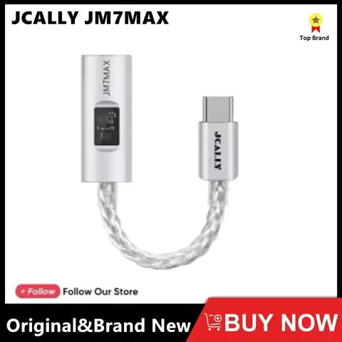 JCALLY JM7MAX Type-C 휴대용 DAC 및 AMP 안드로이드/애플 게임 전화 통화용 3.5mm 디지털 이어폰 어댑터에 연결된 비주얼 HiFi USB